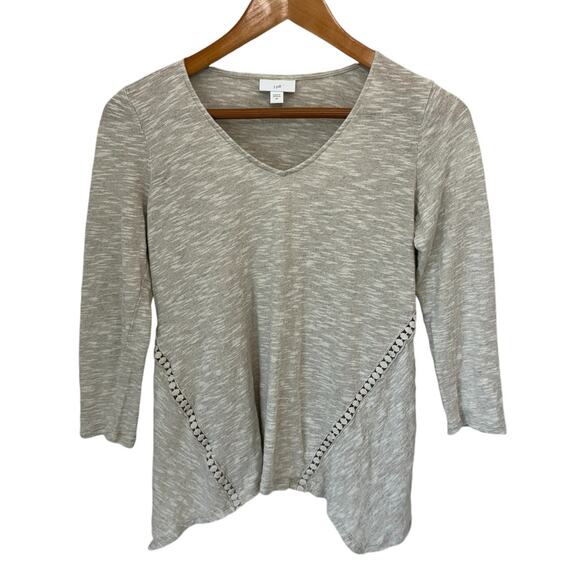 J. JILL Beige Linen Blend Top Size XS Lagenlook Boho Relaxed Casual Neutral - Picture 1 of 9